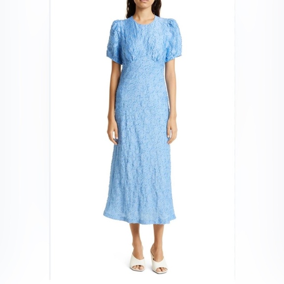 EUROPEAN FASHION: BAUM UND PFERDGARTEN Baby Blue Sweetheart Midi Dress - Picture 1 of 8